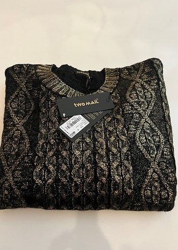 Nakışlı Altın Renk Örgü Kadın Kazak - Görsel 6