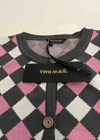 Düğmeli Pembe Ekose Kadın Hırka - Görsel 2