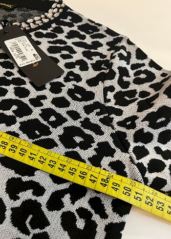 Leopar Desenli Fermuarlı Siyah Kadın Ceket - Görsel 4