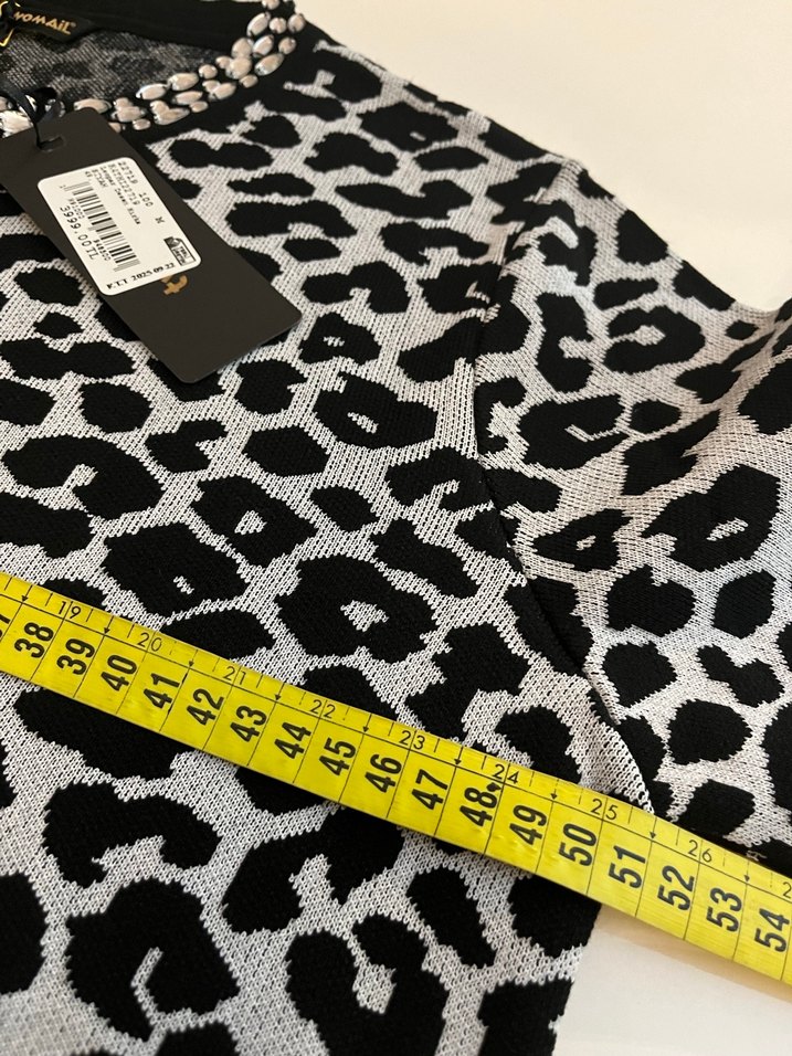 Leopar Desenli Fermuarlı Siyah Kadın Ceket - Görsel 4