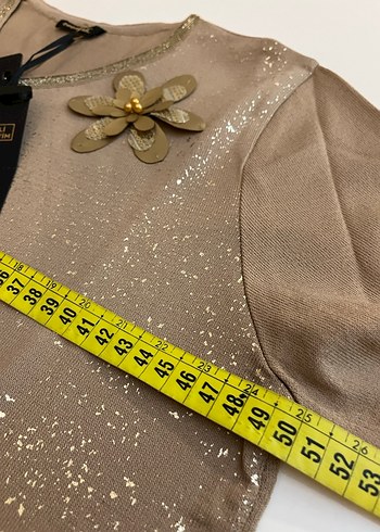 Bej Parlak Düğmeli Kadın Hırka - Görsel 6