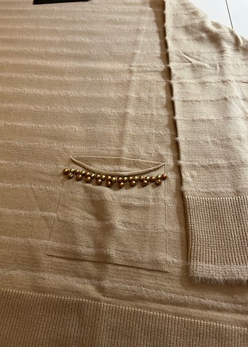 Bej Kadın Uzun Kollu Triko Kazak - Görsel 2