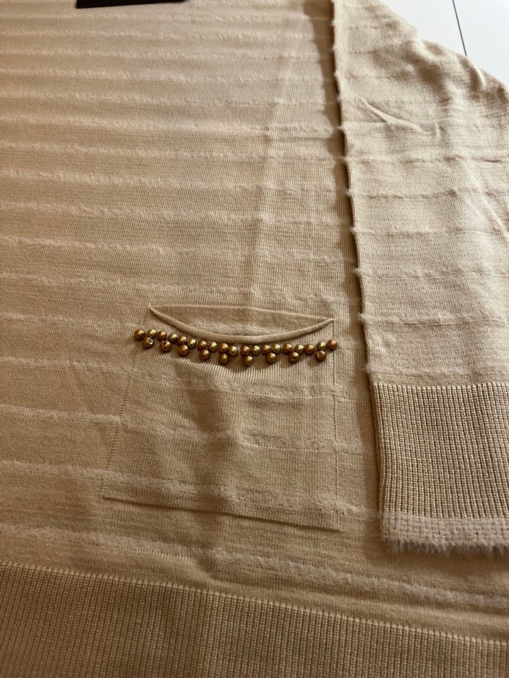 Bej Kadın Uzun Kollu Triko Kazak - Görsel 2