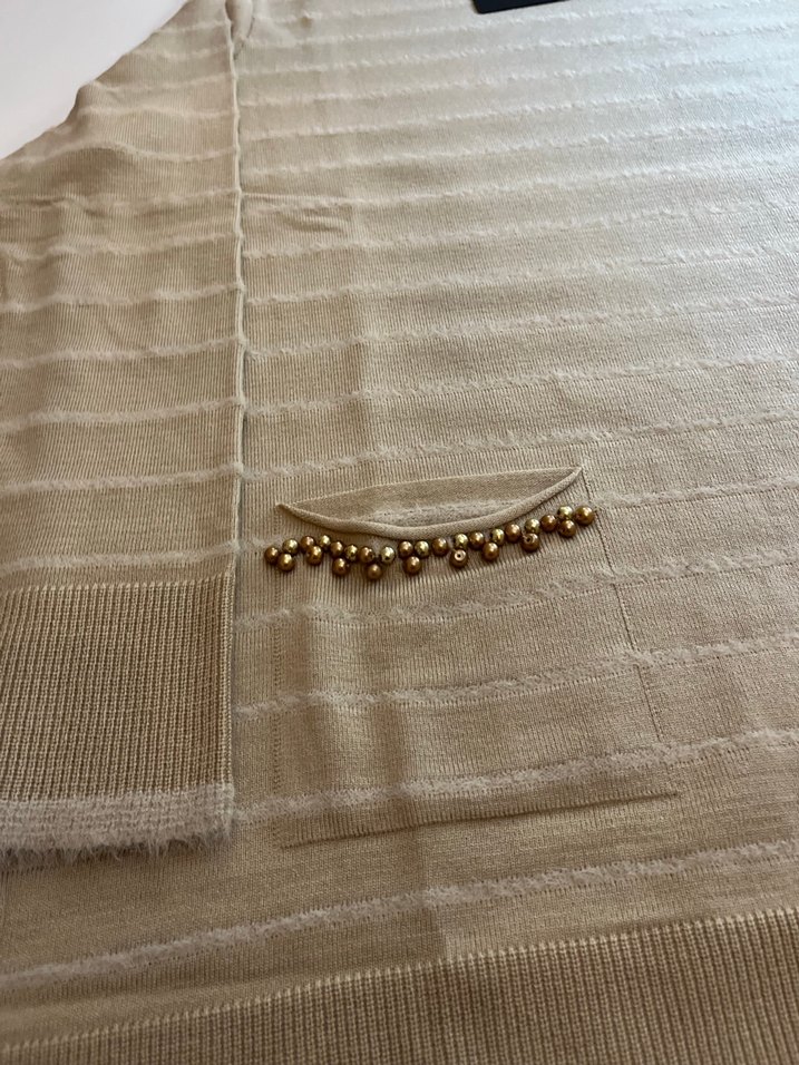 Bej Kadın Uzun Kollu Triko Kazak - Görsel 3