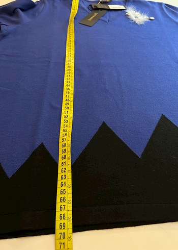 Uzun Kollu Mavi V Yakalı Triko Kazak - Görsel 6