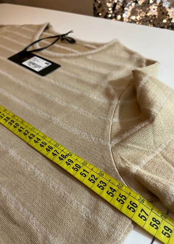 Bej Uzun Kollu Kadın Triko Kazak - Görsel 5