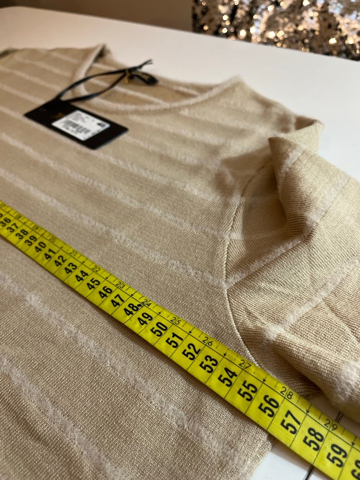 Bej Uzun Kollu Kadın Triko Kazak - Görsel 5