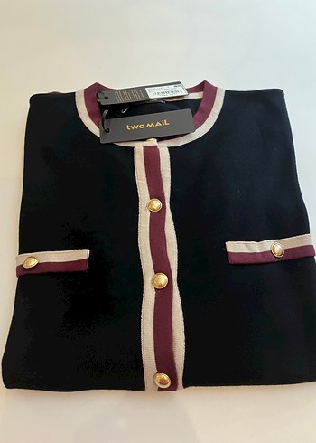 Düğmeli Bordo Detaylı Kadın Hırka - Görsel 5