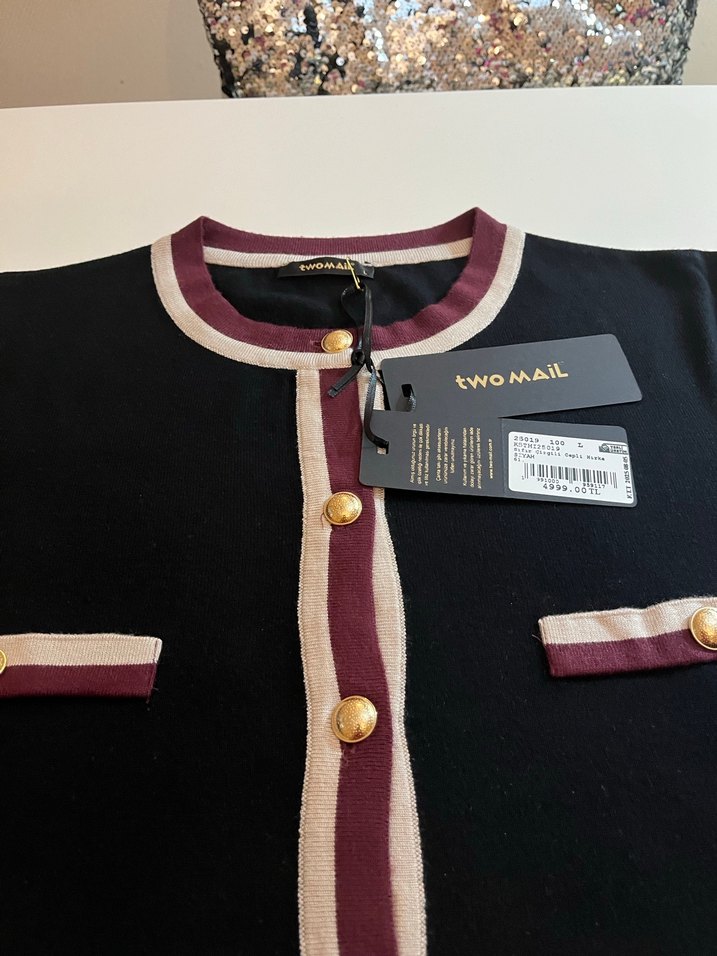 Düğmeli Bordo Detaylı Kadın Hırka - Görsel 4