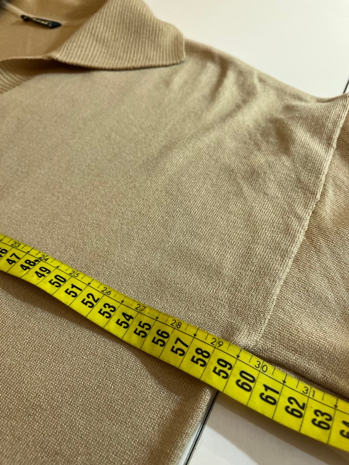 Bej Kısa Kollu Polo Yaka Kadın Kazak - Görsel 5