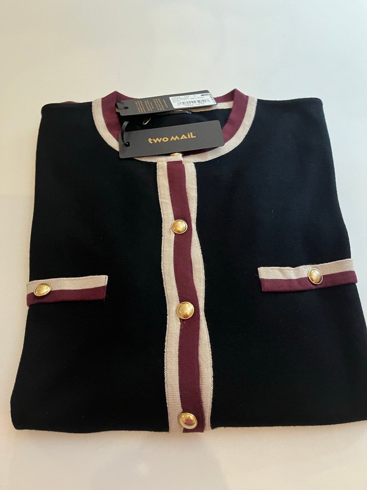 Düğmeli Bordo Triko Kadın Hırka - Görsel 3