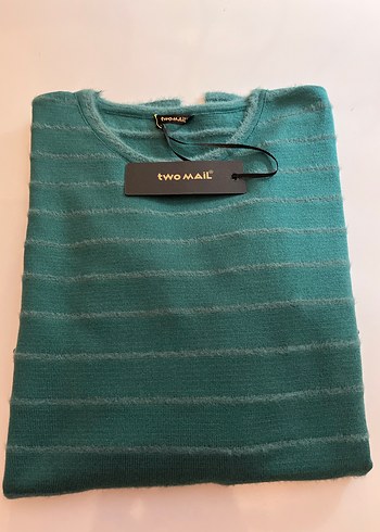 Turkuaz Triko Kadın Kazak İnci Detaylı - Görsel 4