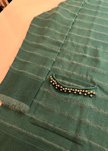 Turkuaz Triko Kadın Kazak İnci Detaylı - Görsel 2