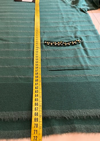 Turkuaz Triko Kadın Kazak İnci Detaylı - Görsel 3