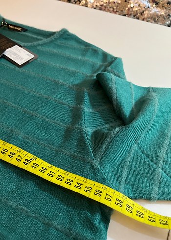 Turkuaz Triko Kadın Kazak İnci Detaylı - Görsel 6