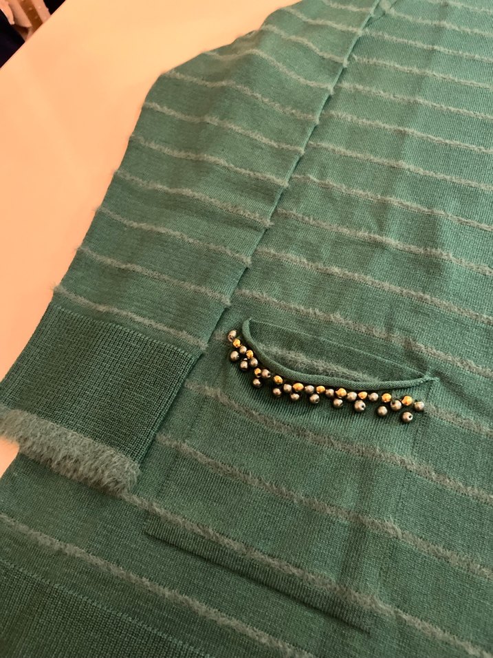 Turkuaz Triko Kadın Kazak İnci Detaylı - Görsel 2