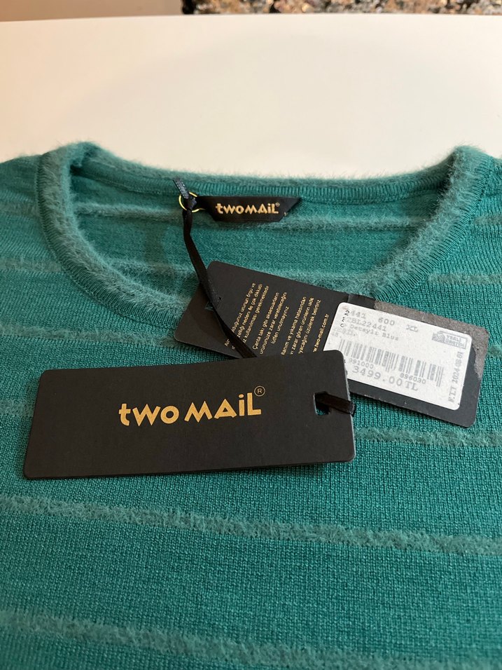 Turkuaz Triko Kadın Kazak İnci Detaylı - Görsel 5