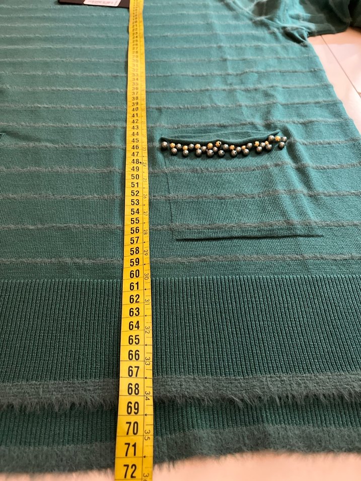 Turkuaz Triko Kadın Kazak İnci Detaylı - Görsel 3