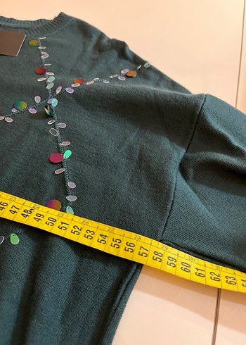 Nakışlı Çok Renkli Kadın Triko Sweatshirt - Görsel 4