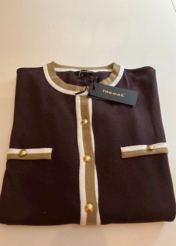 Düğmeli Kahverengi Kadın Hırka - Görsel 5