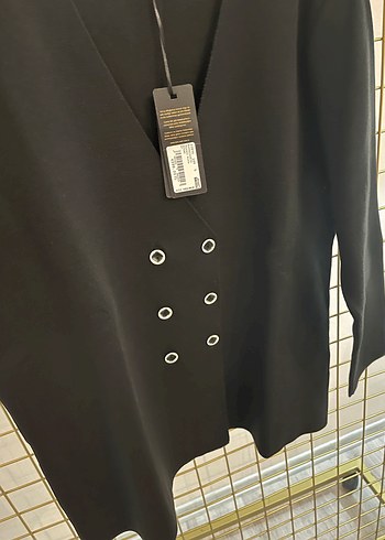 Siyah Düğmeli Kadın Uzun Blazer Ceket - Görsel 3