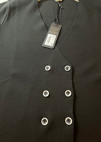 Siyah Düğmeli Kadın Uzun Blazer Ceket - Görsel 7