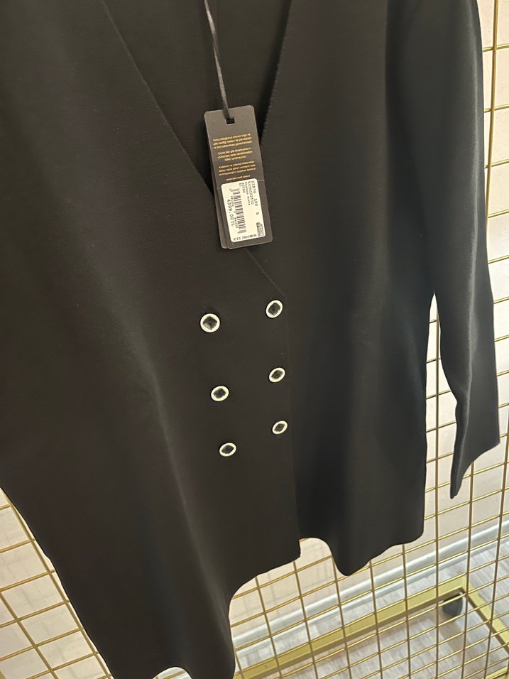 Siyah Düğmeli Kadın Uzun Blazer Ceket - Görsel 3