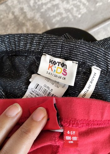 Kız Çocuk Kırmızı ve gri Street Wear Pantolonlar