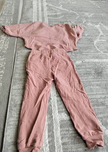 Toz Pembe Kadife Kız Eşofman Takımı