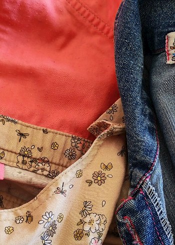 4 Yaş Beden Kızlar için Nakışlı Kahverengi Kot Tulum ve kot ceket