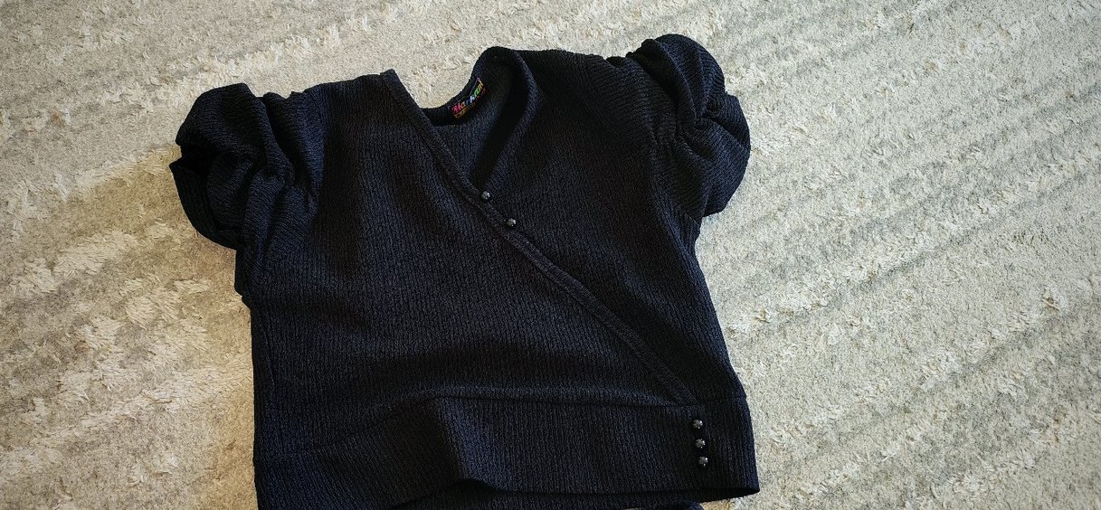 Siyah Örgü Kısa Kollu V Yaka takım - Görsel 2