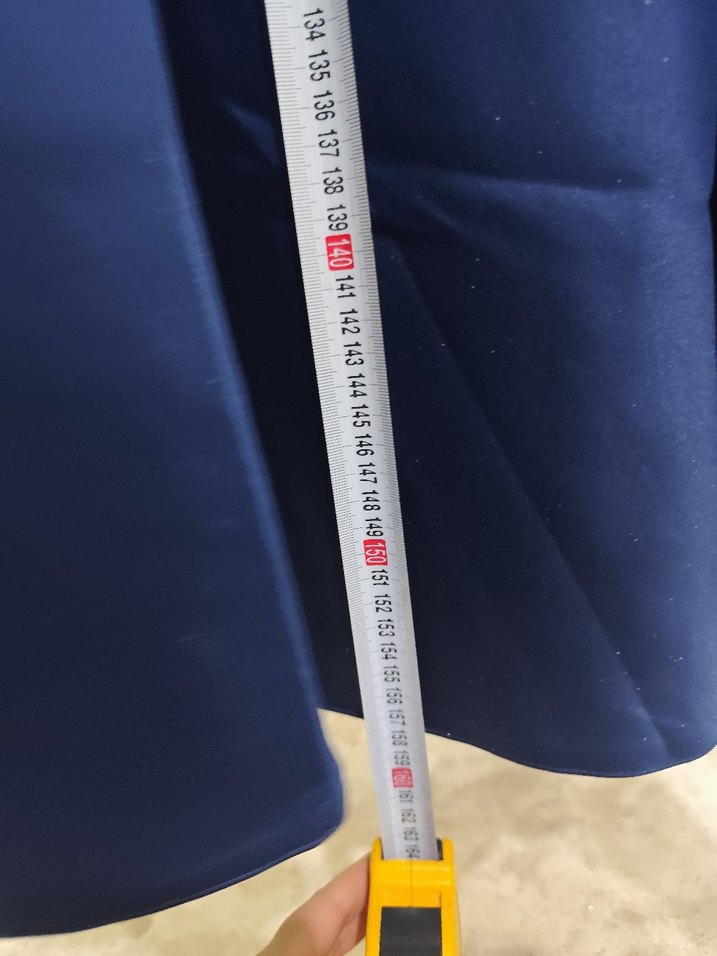 Lacivert Uzun Kollu Saten Elbise - Görsel 5