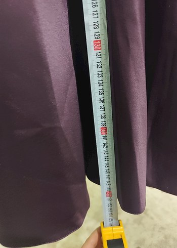 Uzun Mor Saten Gotik Elbise abiye etiketli - Görsel 5