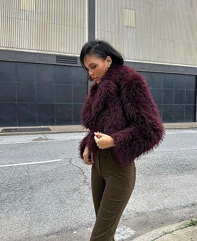 Mango bordo suni kürk peluş