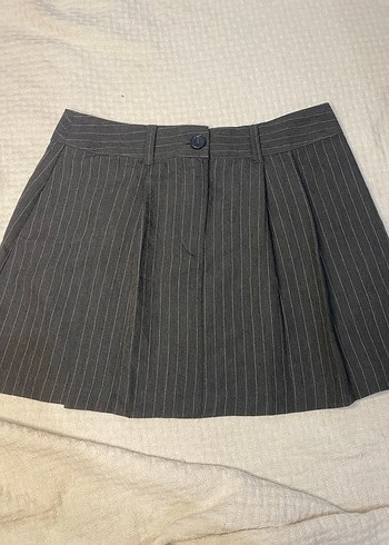 Gri Pilili Midi Kadın Mini Etek - Görsel 2