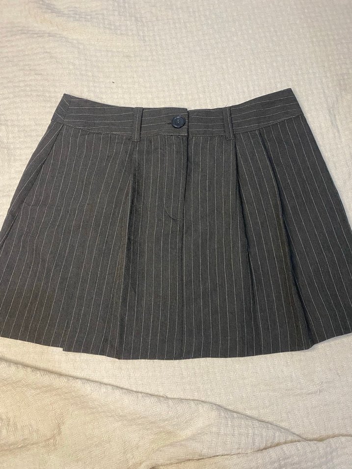 Gri Pilili Midi Kadın Mini Etek - Görsel 2