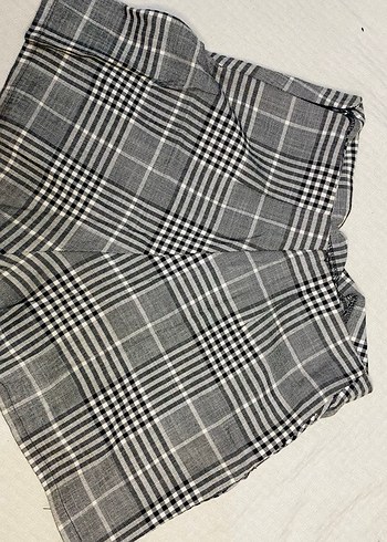 Gri Ekose Pilili Kadın Mini Etek - Görsel 2