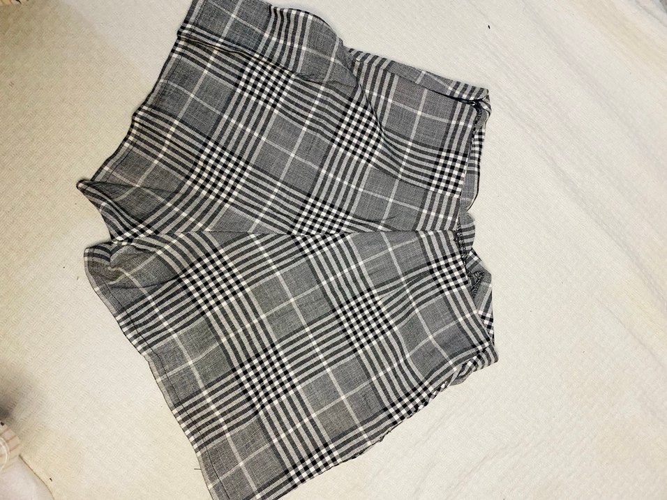 Gri Ekose Pilili Kadın Mini Etek - Görsel 2