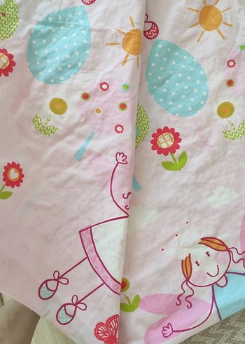 Cotton Bar Pembe Baskılı Çocuk Çarşafı