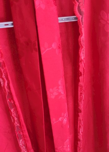 Uzun Kırmızı Kadın sabahlik - Görsel 2