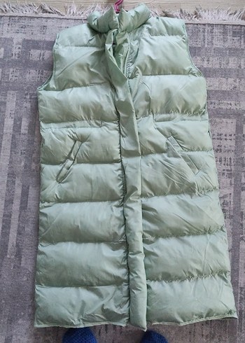 yeşil  Kadın uzun Boy şişme yelek - Görsel 2