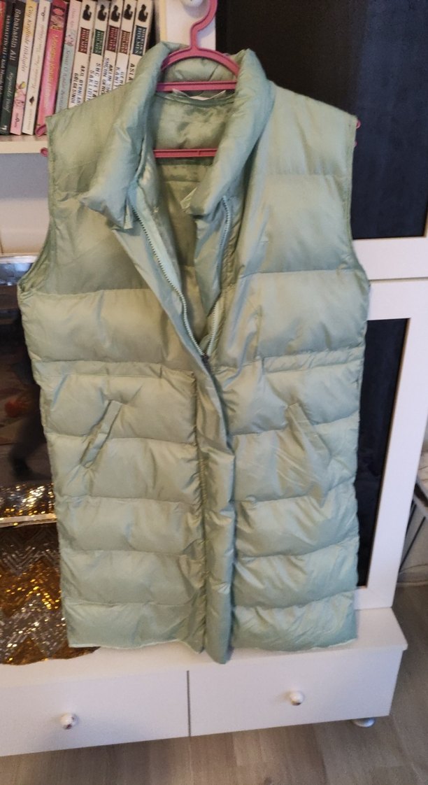 yeşil  Kadın uzun Boy şişme yelek - Görsel 3