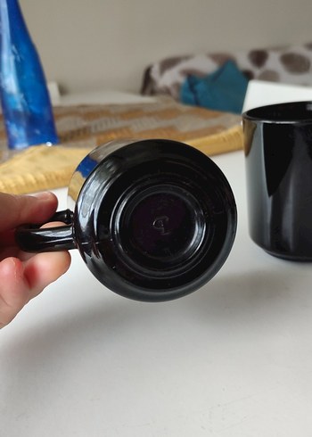 Siyah Seramik Kulplu 2'li Kupa Seti - Görsel 2