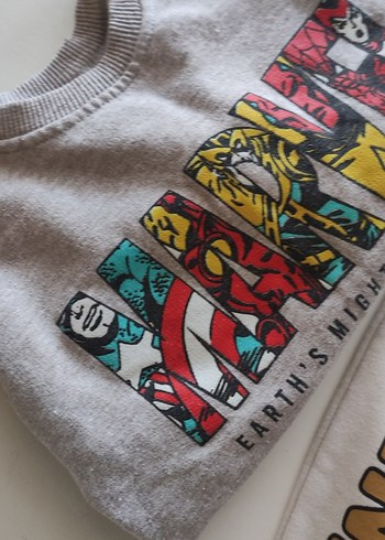 Erkek Çocuk Gri Baskılı Sweatshirt ve Beyaz Eşofman - Görsel 4