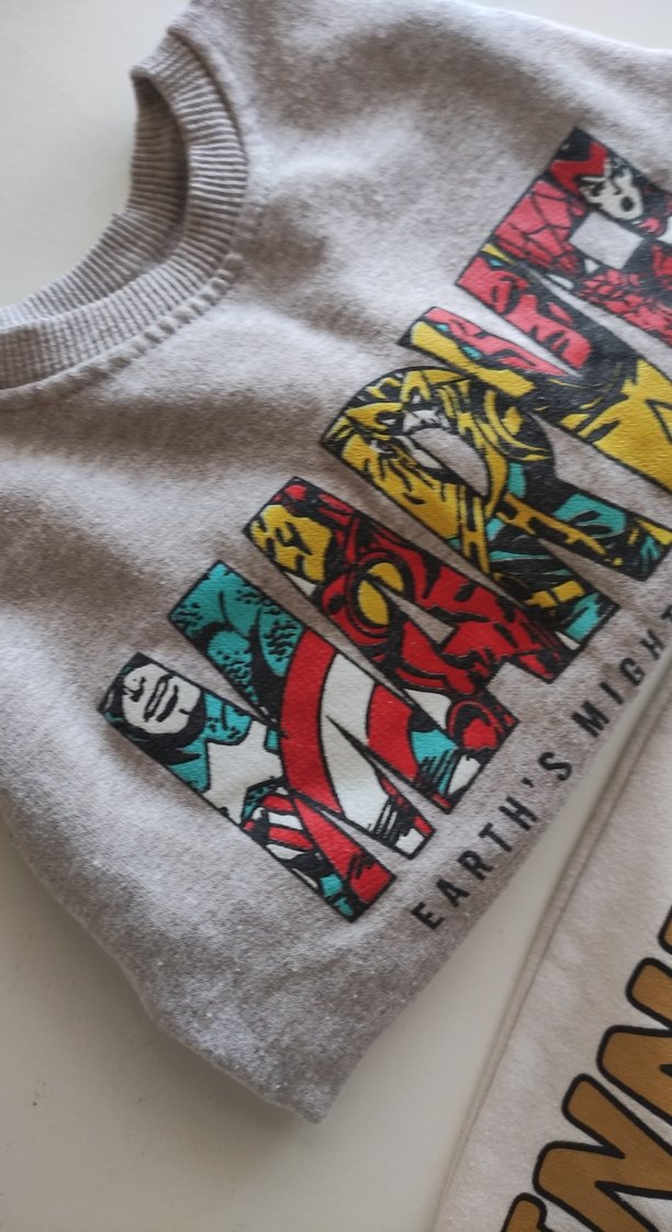 Erkek Çocuk Gri Baskılı Sweatshirt ve Beyaz Eşofman - Görsel 4