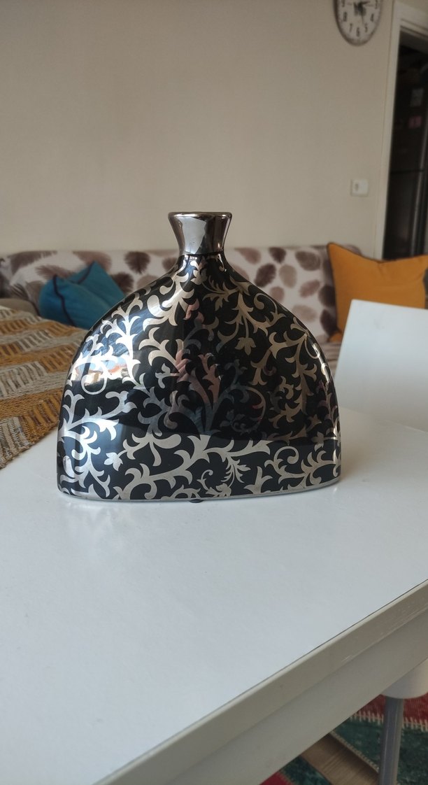 Gri Desenli Dekoratif Vazo - Görsel 2