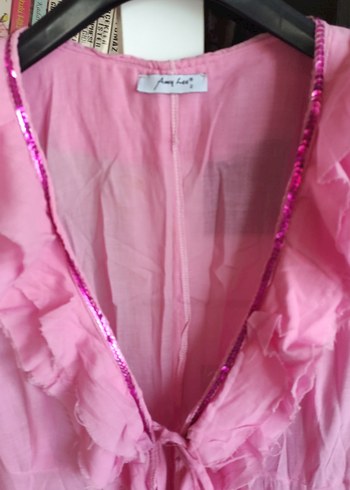 Pembe Uzun Kollu Bohem Kadın kimono - Görsel 2