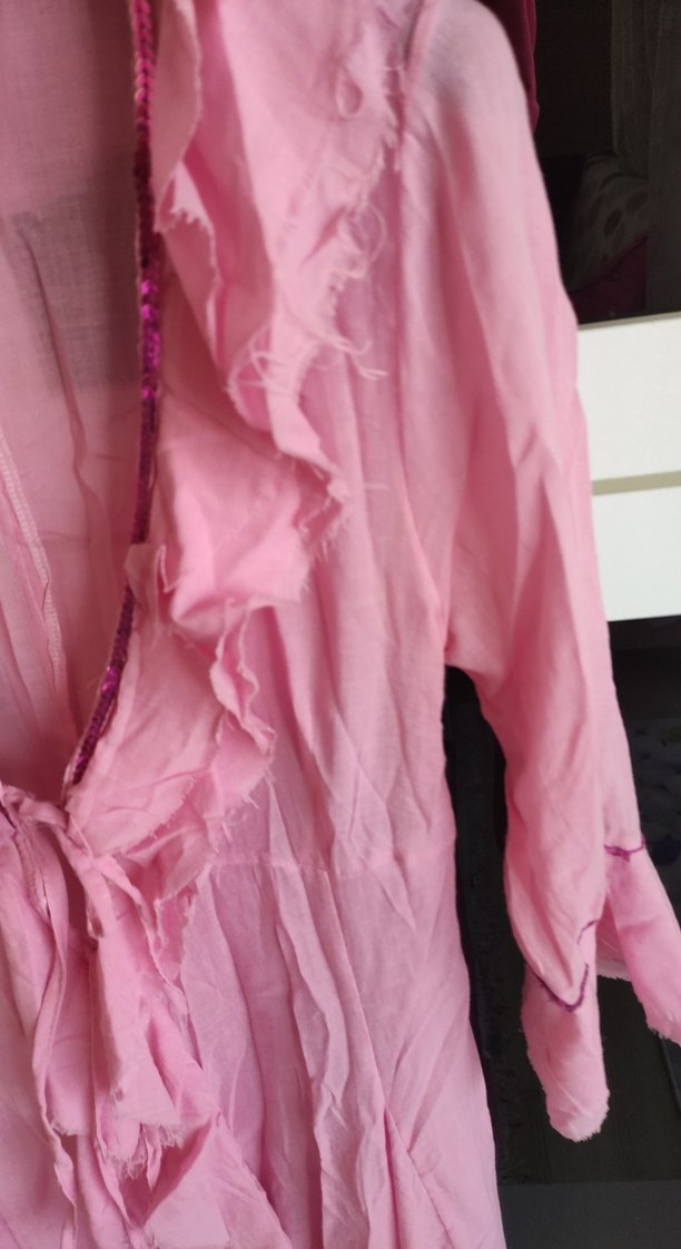 Pembe Uzun Kollu Bohem Kadın kimono - Görsel 3