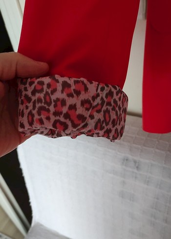 Kırmızı Düğmeli Kadın Blazer Ceket - Görsel 4