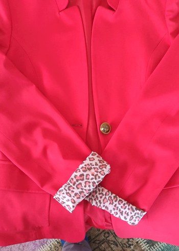 Kırmızı Düğmeli Kadın Blazer Ceket - Görsel 7